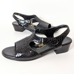 SAS Size 11 S Black Croc slingback sandal w/ heel